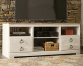 Coral Furniture - Ashley Furniture - Willowton TV Stand - 64" / Whitewash - W267-68