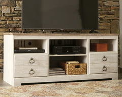 Coral Furniture - Ashley Furniture - Willowton TV Stand - 64" / Whitewash - W267-68