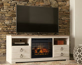 Coral Furniture - Ashley Furniture - Willowton 64" TV Stand with Electric Fireplace - 64" TV Stand with Electric Fireplace / Whitewash - W267W8