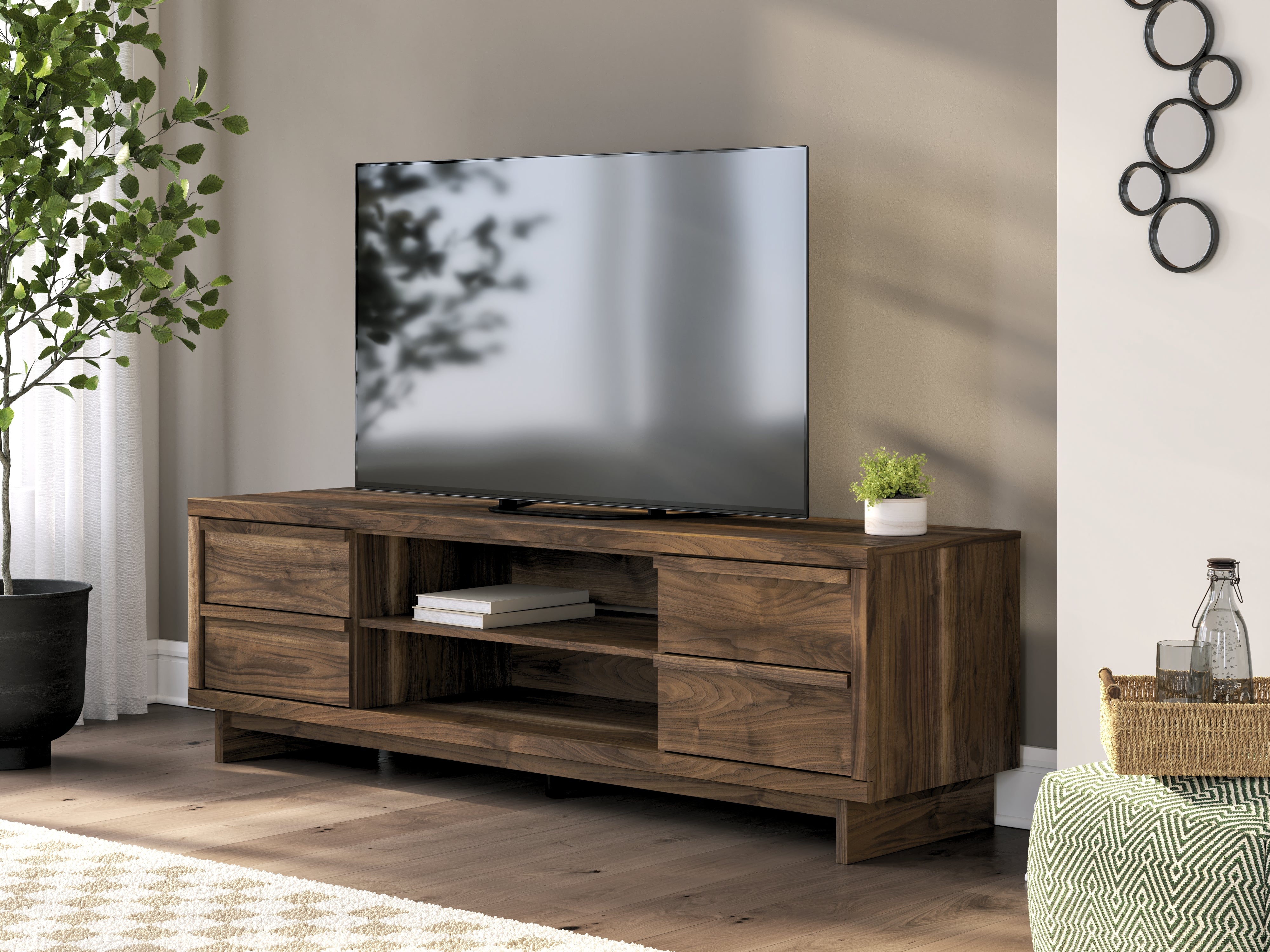 Coral Furniture - Ashley Furniture - Zadilyn 72" TV Stand - 72" / Brown - W3367-68