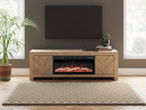 Coral Furniture - Ashley Furniture - Cayboni 71" TV Stand with Electric Fireplace - 71" TV Stand with Electric Fireplace / Tan - W3787W1