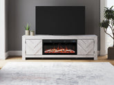 Coral Furniture - Ashley Furniture - Cayboni 71" TV Stand with Electric Fireplace - 71" TV Stand with Electric Fireplace / Whitewash - W3788W1