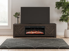 Coral Furniture - Ashley Furniture - Cayboni 71" TV Stand with Electric Fireplace - 71" TV Stand with Electric Fireplace / Black - W3789W1