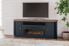 Coral Furniture - Ashley Furniture - Landocken 83" TV Stand - 83" / Brown/Blue - W402-68