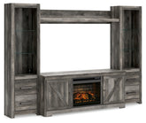 Coral Furniture - Ashley Furniture - Wynnlow 4-Piece Entertainment Center with Electric Fireplace - 4-Piece Entertainment Center with Electric Fireplace / Gray - W440W8