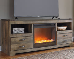 Coral Furniture - Ashley Furniture - Trinell 63" TV Stand with Electric Fireplace - 63" TV Stand with Electric Fireplace / Brown - W446W5