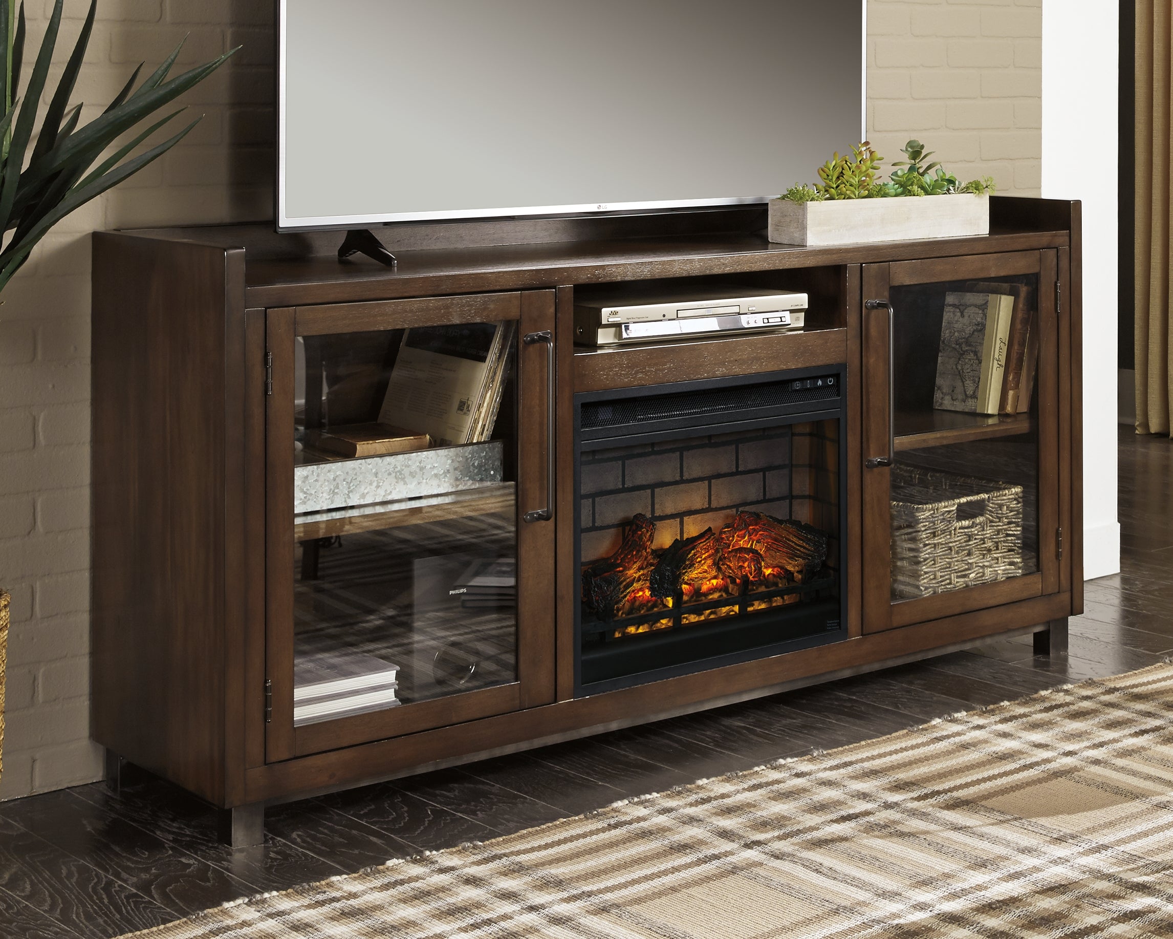 Coral Furniture - Ashley Furniture - Starmore 70" TV Stand with Electric Fireplace - 70" TV Stand with Electric Fireplace / Brown - W633W5