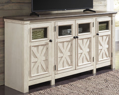 Coral Furniture - Ashley Furniture - Bolanburg 74" TV Stand - 74" / White/Weathered Gray - W647-60