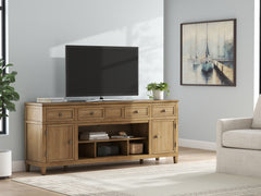 Coral Furniture - Ashley Furniture - Sharlance 81" TV Stand - 81" / Light Brown - W655-68
