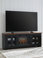 Coral Furniture - Ashley Furniture - Wildenauer 76" TV Stand with Electric Fireplace - 76" TV Stand with Electric Fireplace / Brown/Black - W664W1