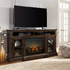 Coral Furniture - Ashley Furniture - Roddinton 72" TV Stand with Electric Fireplace - 72" TV Stand with Electric Fireplace / Dark Brown - W701W8