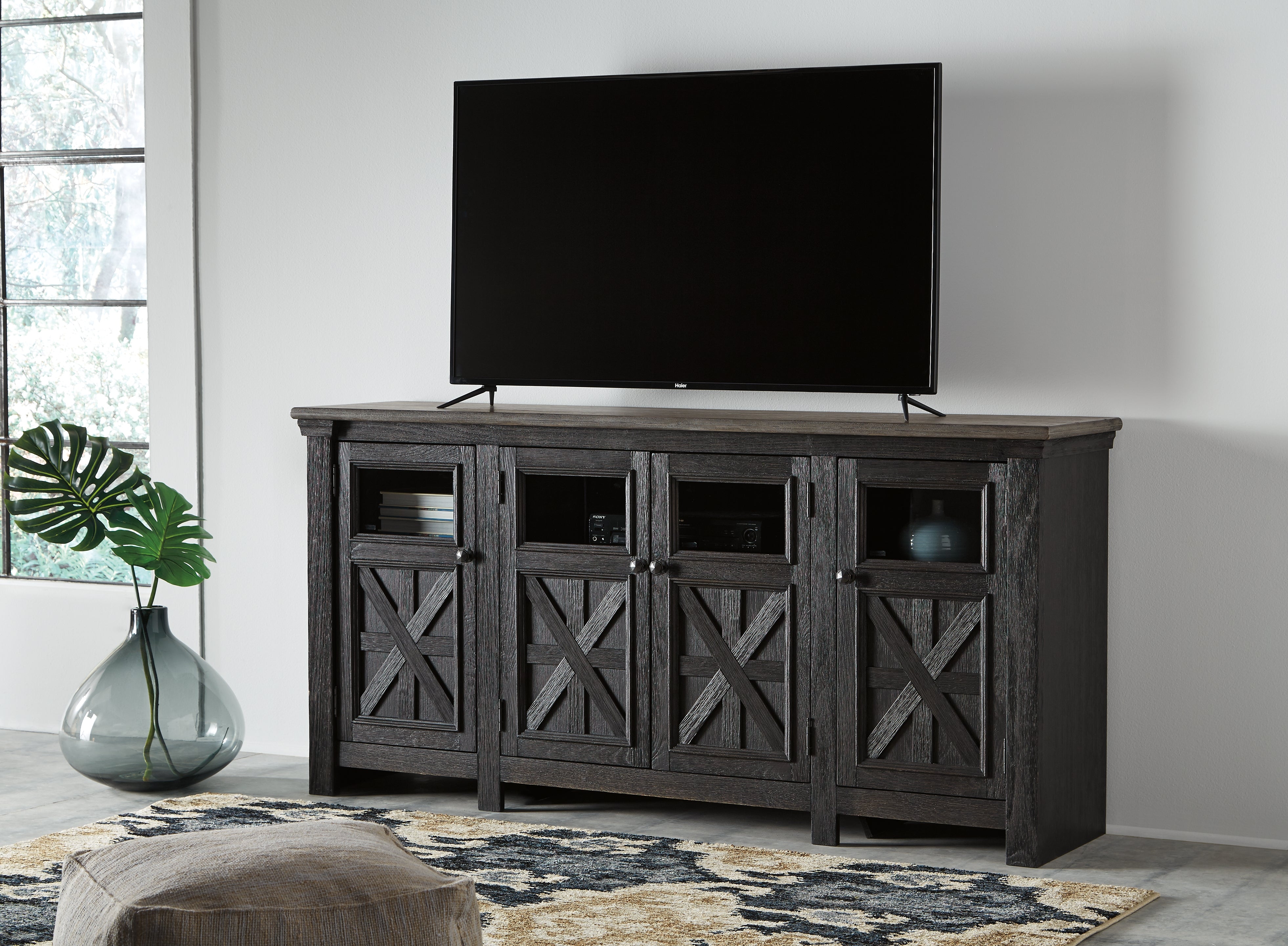 Coral Furniture - Ashley Furniture - Tyler Creek 74" TV Stand - 74" / Black/Gray - W736-68