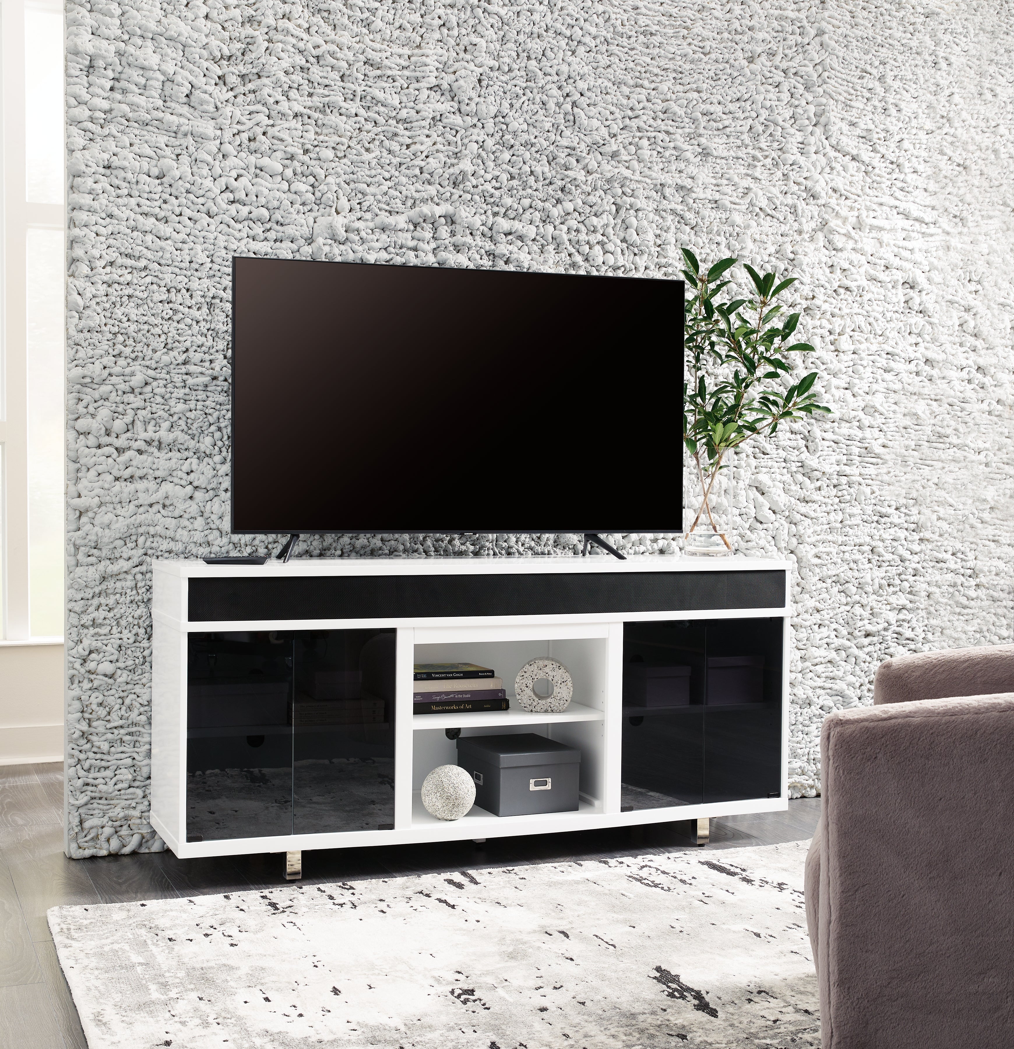 Coral Furniture - Ashley Furniture - Gardoni 72" TV Stand - 72" / White/Black - W756-68