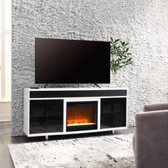 Coral Furniture - Ashley Furniture - Gardoni 72" TV Stand with Electric Fireplace - 72" TV Stand with Electric Fireplace / White/Black - W756W1