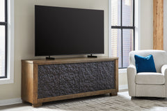 Coral Furniture - Ashley Furniture - Rosswain 80" TV Stand - 80" / Warm Brown - W763-68