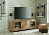 Coral Furniture - Ashley Furniture - Rencott 80" TV Stand - 80" / Light Brown - W781-68
