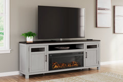 Coral Furniture - Ashley Furniture - Darborn 88" TV Stand with Electric Fireplace - 88" TV Stand with Electric Fireplace / Gray/Brown - W796W1
