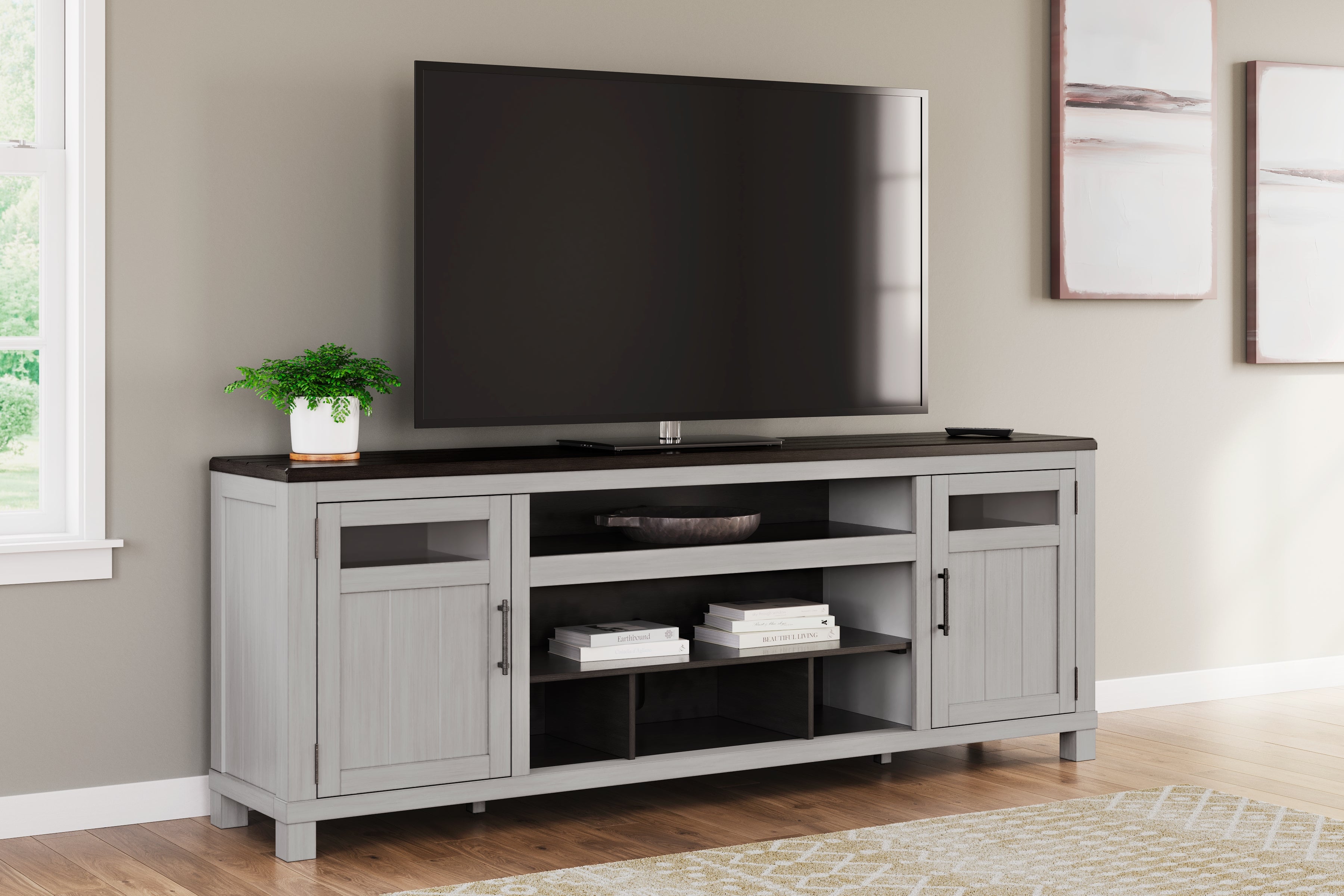 Coral Furniture - Ashley Furniture - Darborn 88" TV Stand - 88" / Gray/Brown - W796-68