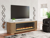 Coral Furniture - Ashley Furniture - Camdill 80" TV Stand with Electric Fireplace - 80" TV Stand with Electric Fireplace / Light Brown - W808W1
