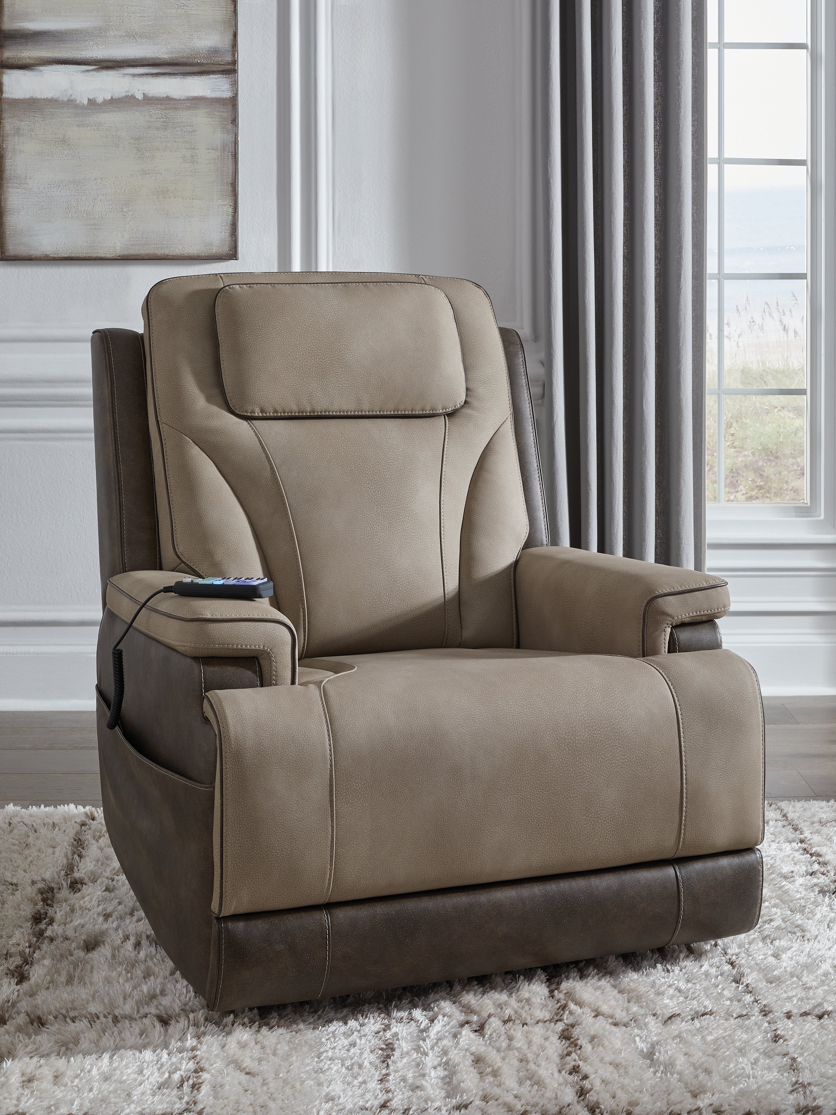 Coral Furniture - Ashley Furniture - 4Z-Peaceful Pause Living Room - Power Lift Recliner / Sand - PC1210312