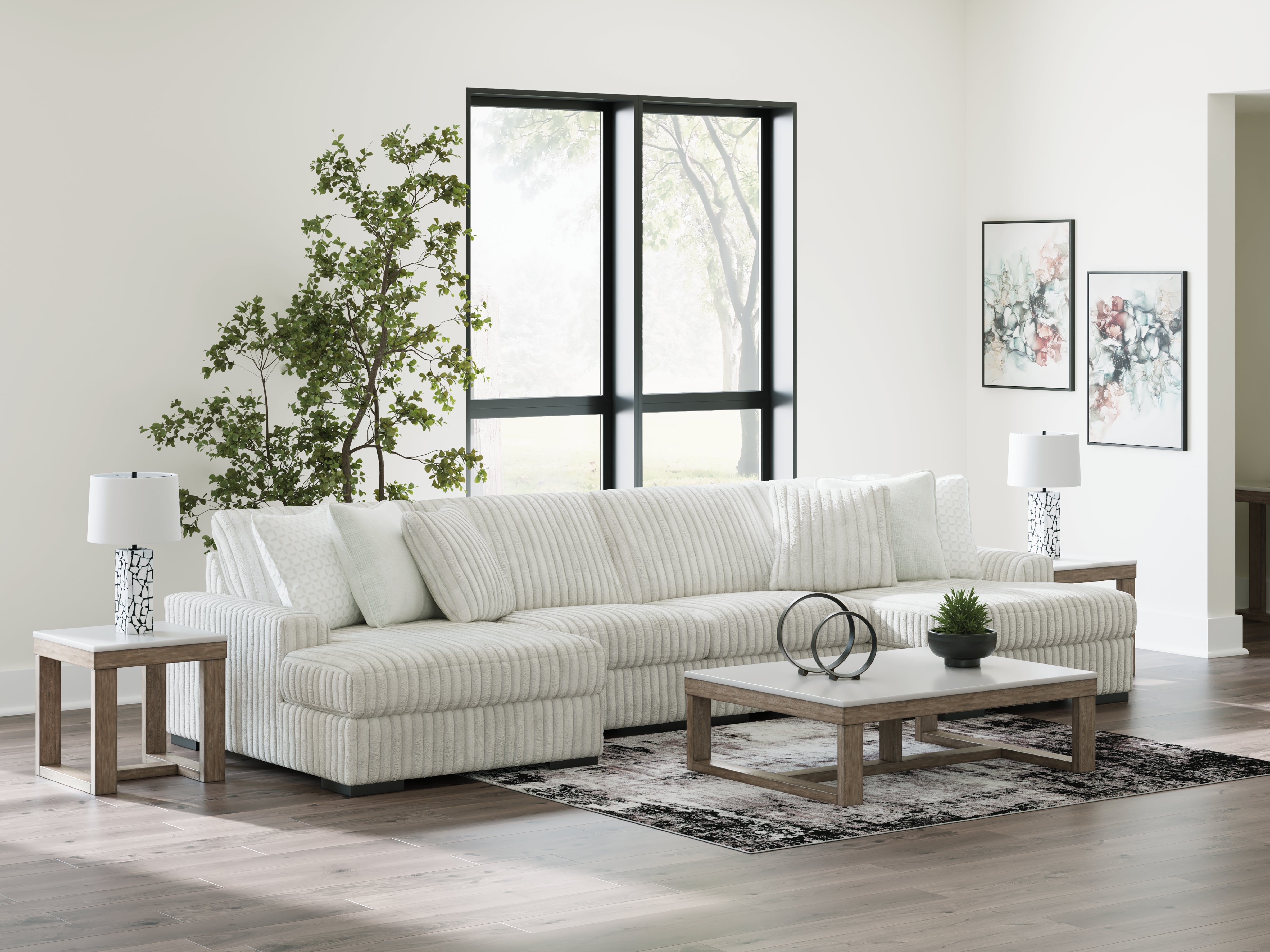 Coral Furniture - Ashley Furniture - Stupendous Sectional - RAF 4-Piece Sectional with Double Chaise / Alloy - 25903S5