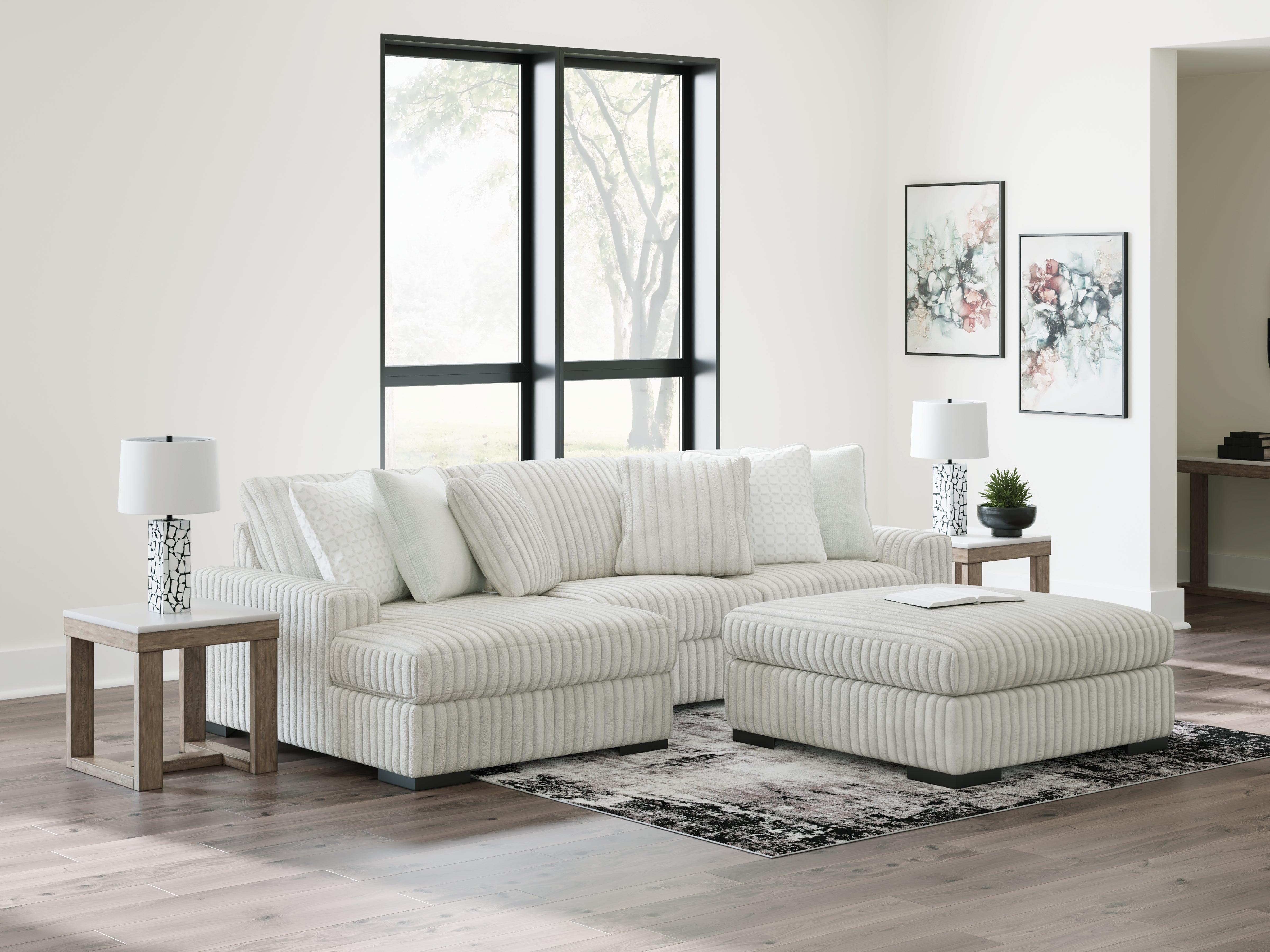 Coral Furniture - Ashley Furniture - Stupendous Sectional - LAF 2-Piece Sectional with Chaise / Alloy - 25903S7