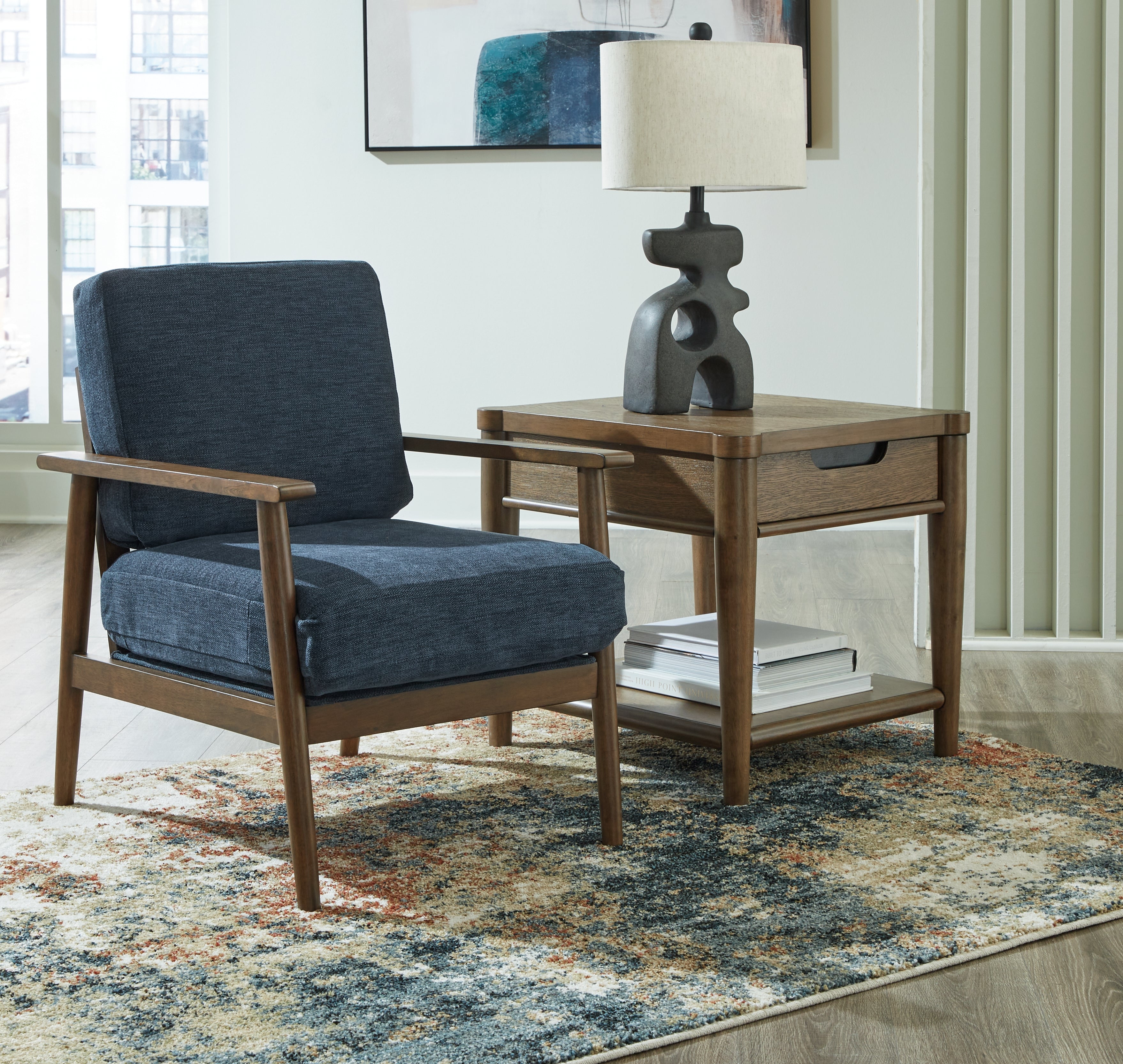 Coral Furniture - Ashley Furniture - Bixler Living Room - Showood Accent Chair / Navy - 2610660