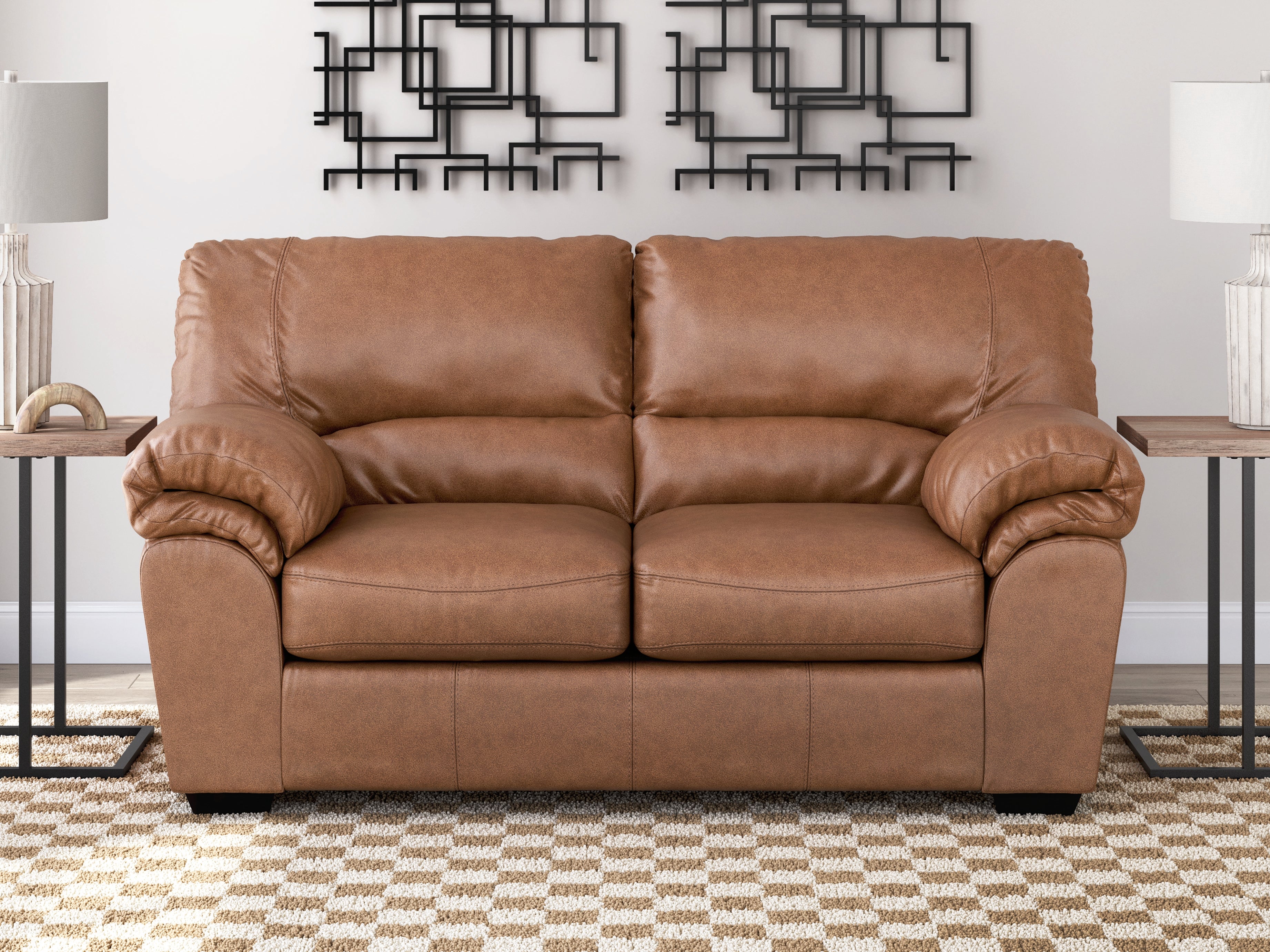 Coral Furniture - Ashley Furniture - WillowBend Living Room - Loveseat / Caramel - PC2770435
