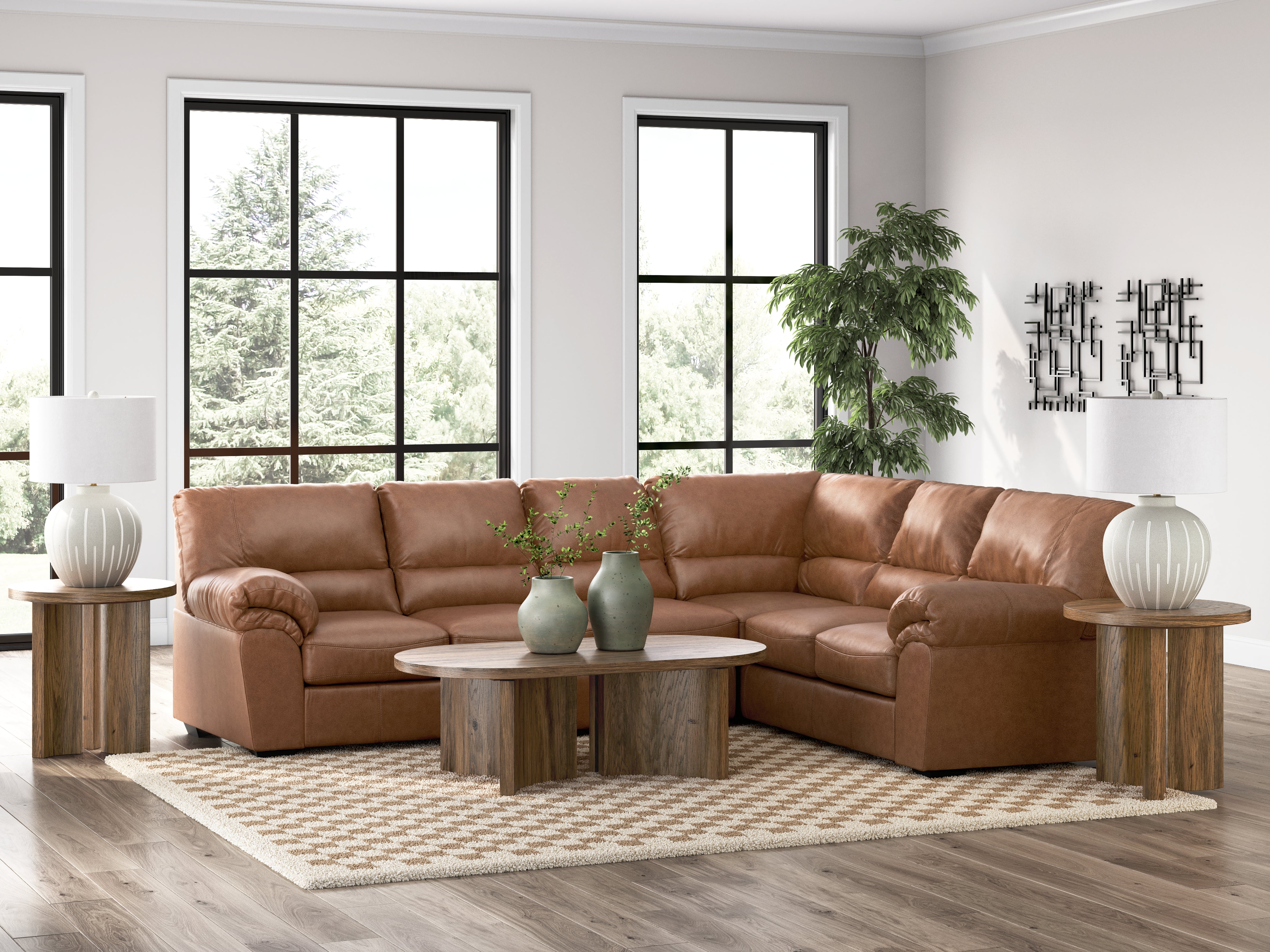 Coral Furniture - Ashley Furniture - WillowBend Sectional - RAF 3-Piece Sectional / Caramel - PC27704S3