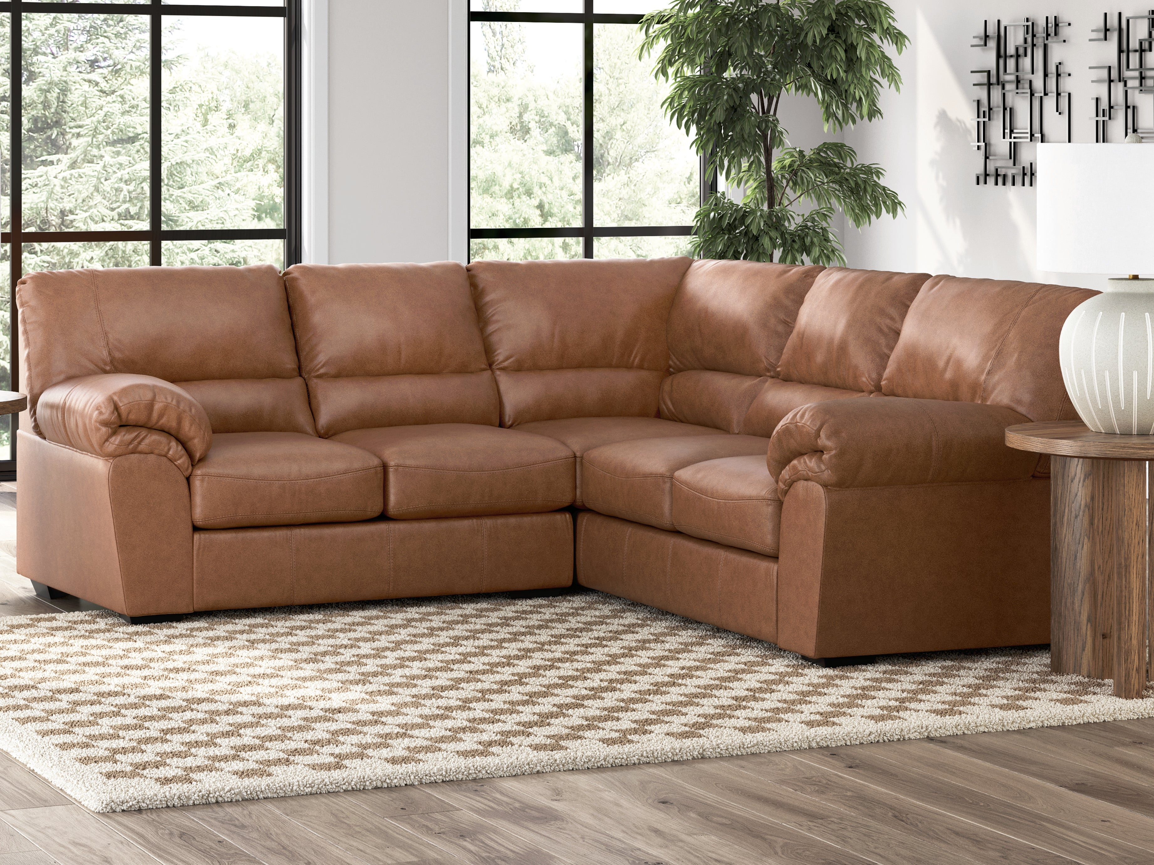Coral Furniture - Ashley Furniture - WillowBend Sectional - RAF 2-Piece Sectional / Caramel - PC27704S1
