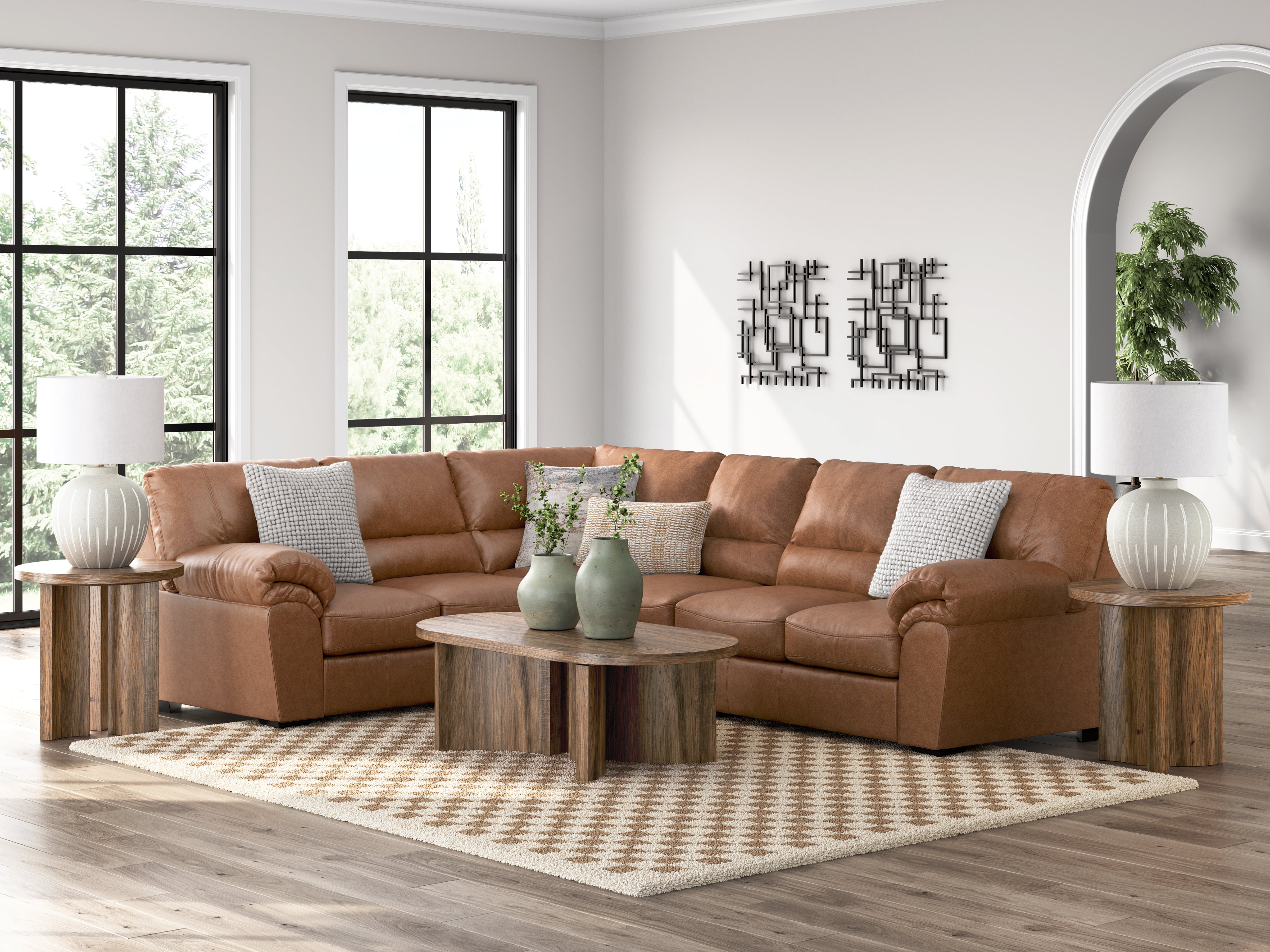 Coral Furniture - Ashley Furniture - WillowBend Sectional - LAF 3-Piece Sectional / Caramel - PC27704S4