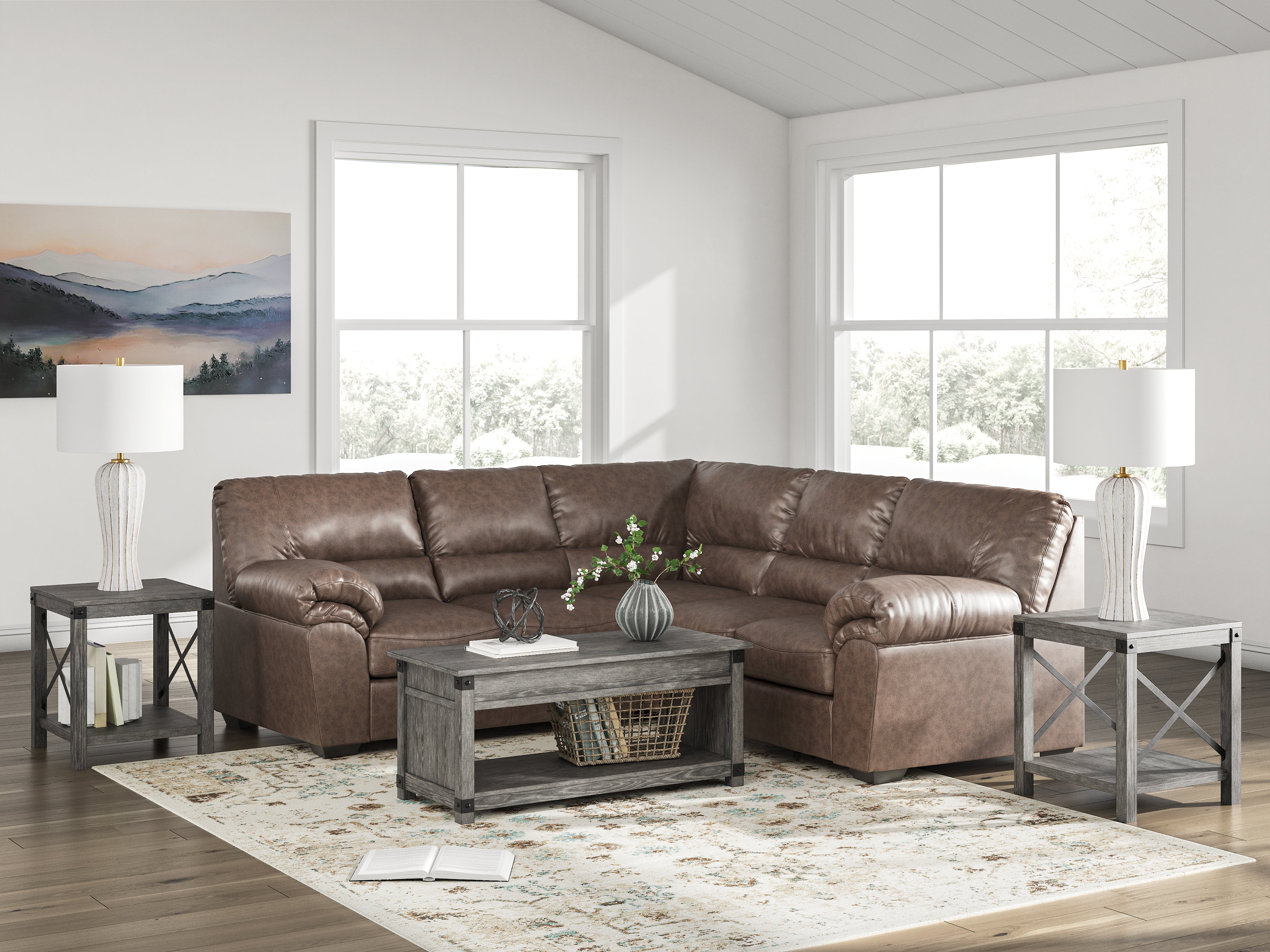 Coral Furniture - Ashley Furniture - WillowBend Sectional - RAF 2-Piece Sectional / Umber - PC27705S1