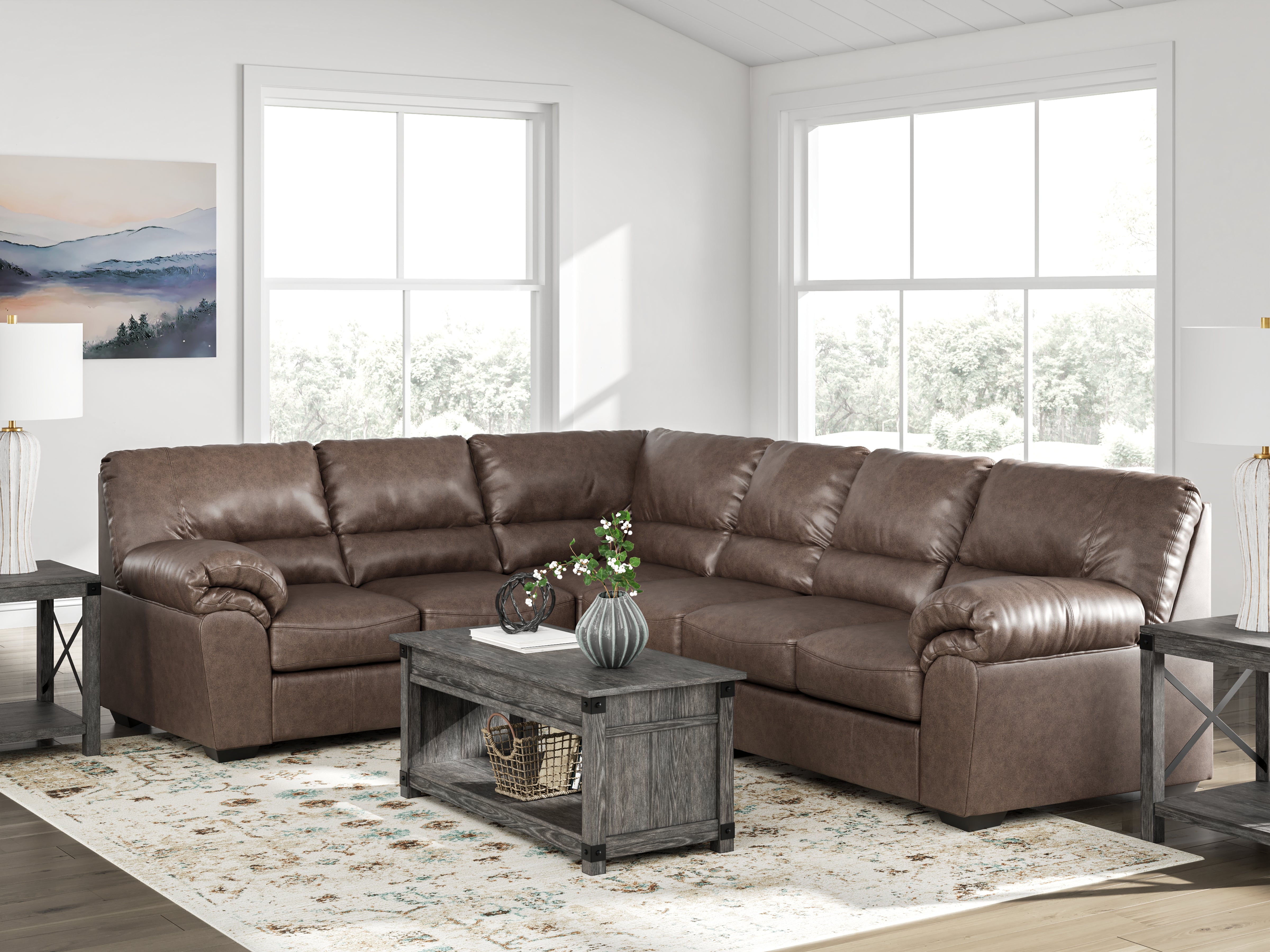 Coral Furniture - Ashley Furniture - WillowBend Sectional - LAF 3-Piece Sectional / Umber - PC27705S4