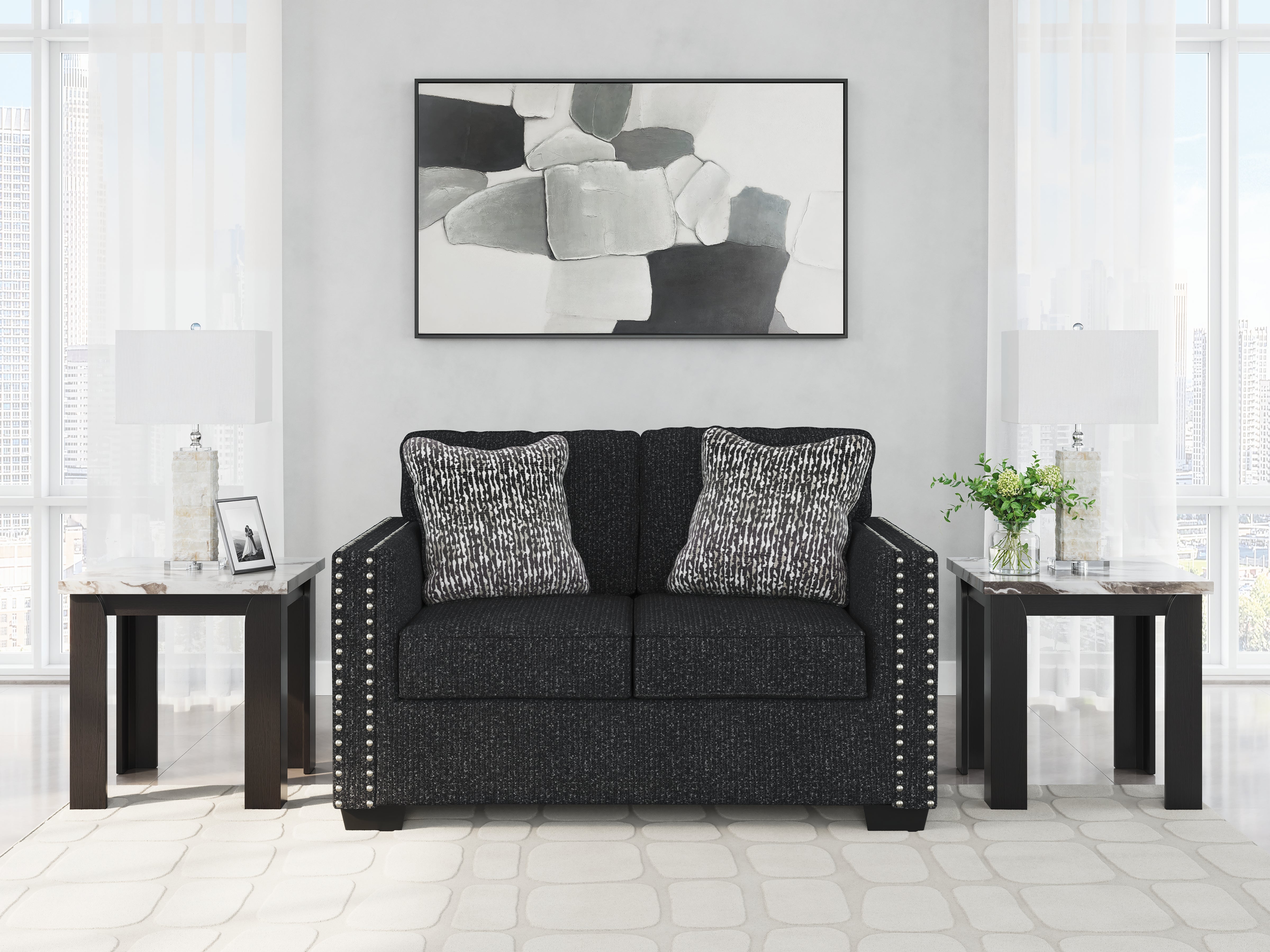 Coral Furniture - Ashley Furniture - Jasmine Peaks Living Room - Loveseat / Coal - 2890435