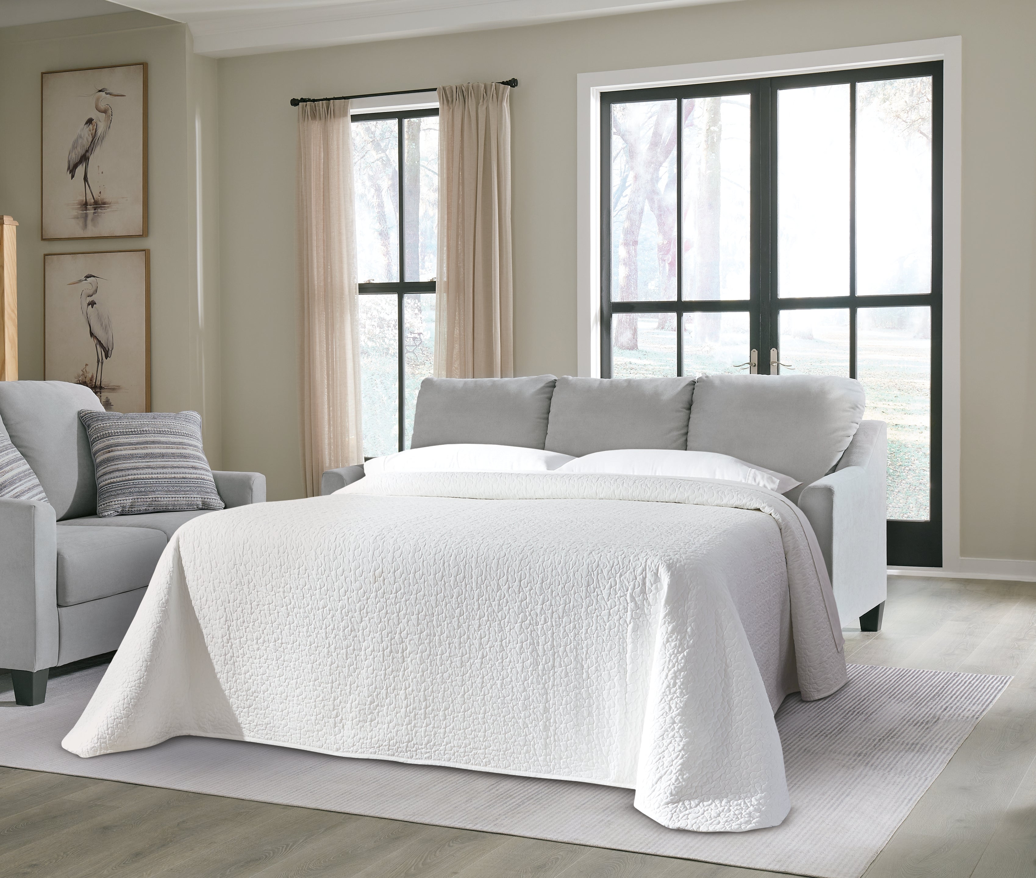 Coral Furniture - Ashley Furniture - Adlai Living Room - Queen Sofa Sleeper / Shadow - 3010339