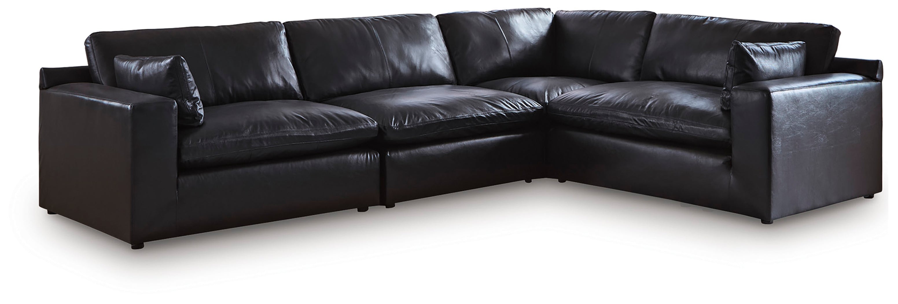 Coral Furniture - Ashley Furniture - Emilia Sectional - RAF 4-Piece Sectional / Black - 30902S3