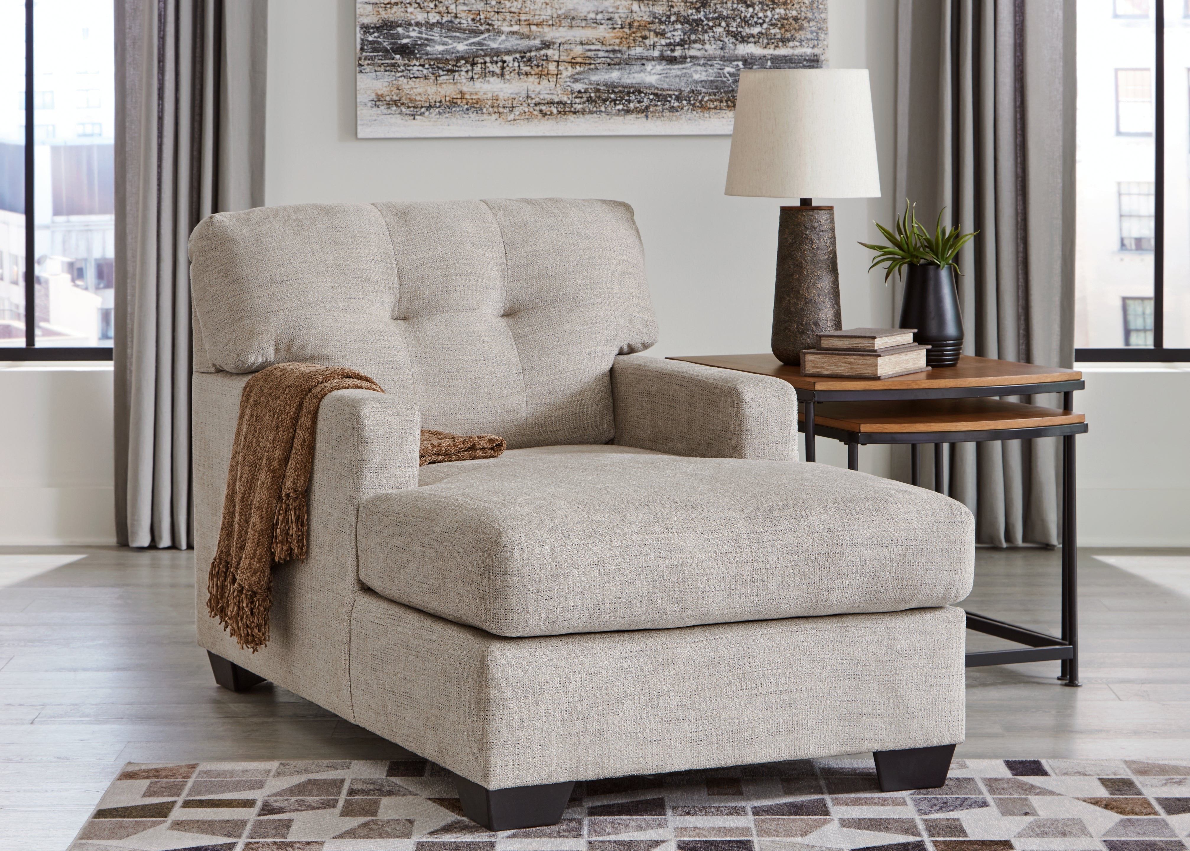 Coral Furniture - Ashley Furniture - Mahoney Living Room - Chaise / Pebble - 3100415