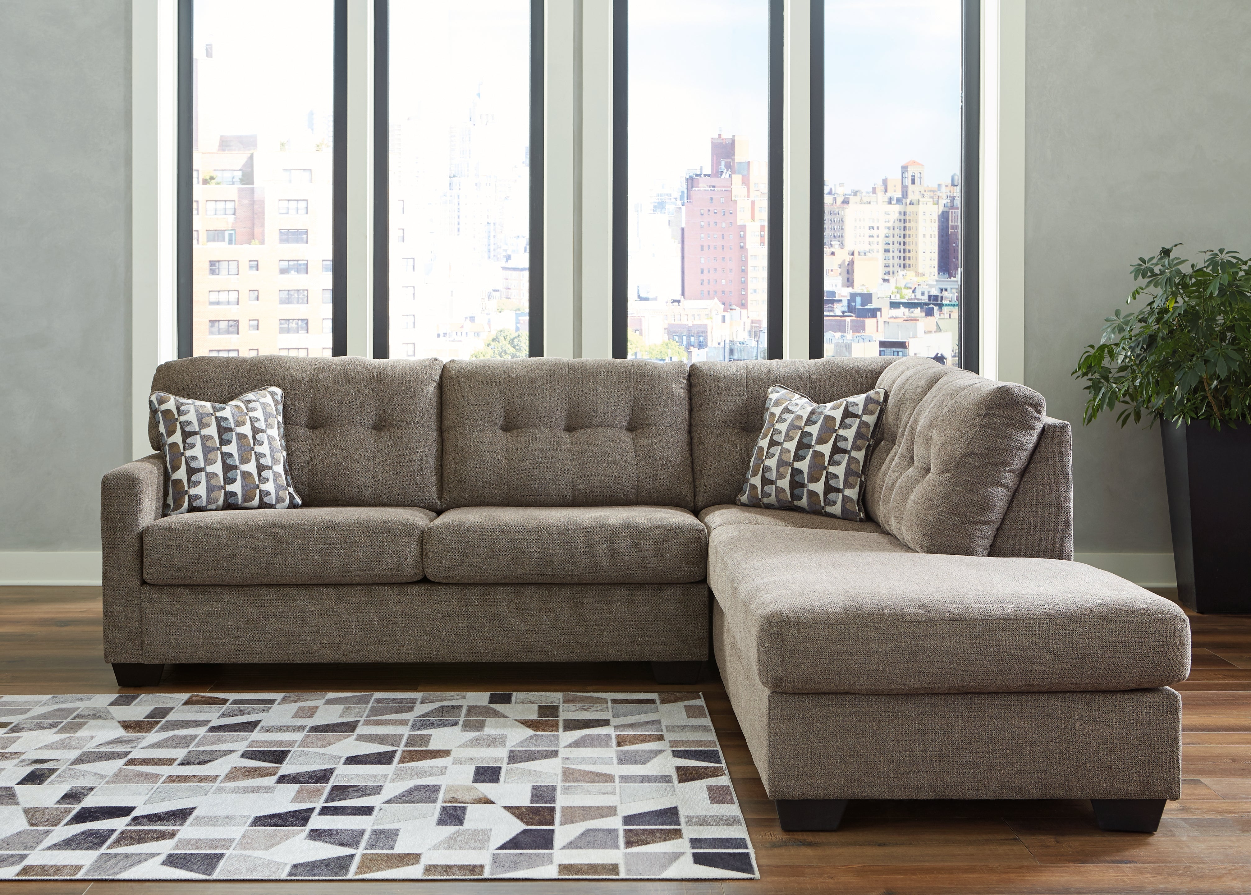Coral Furniture - Ashley Furniture - Mahoney Sectional - LAF 2-Piece Sectional with Chaise / Chocolate - 31005S2
