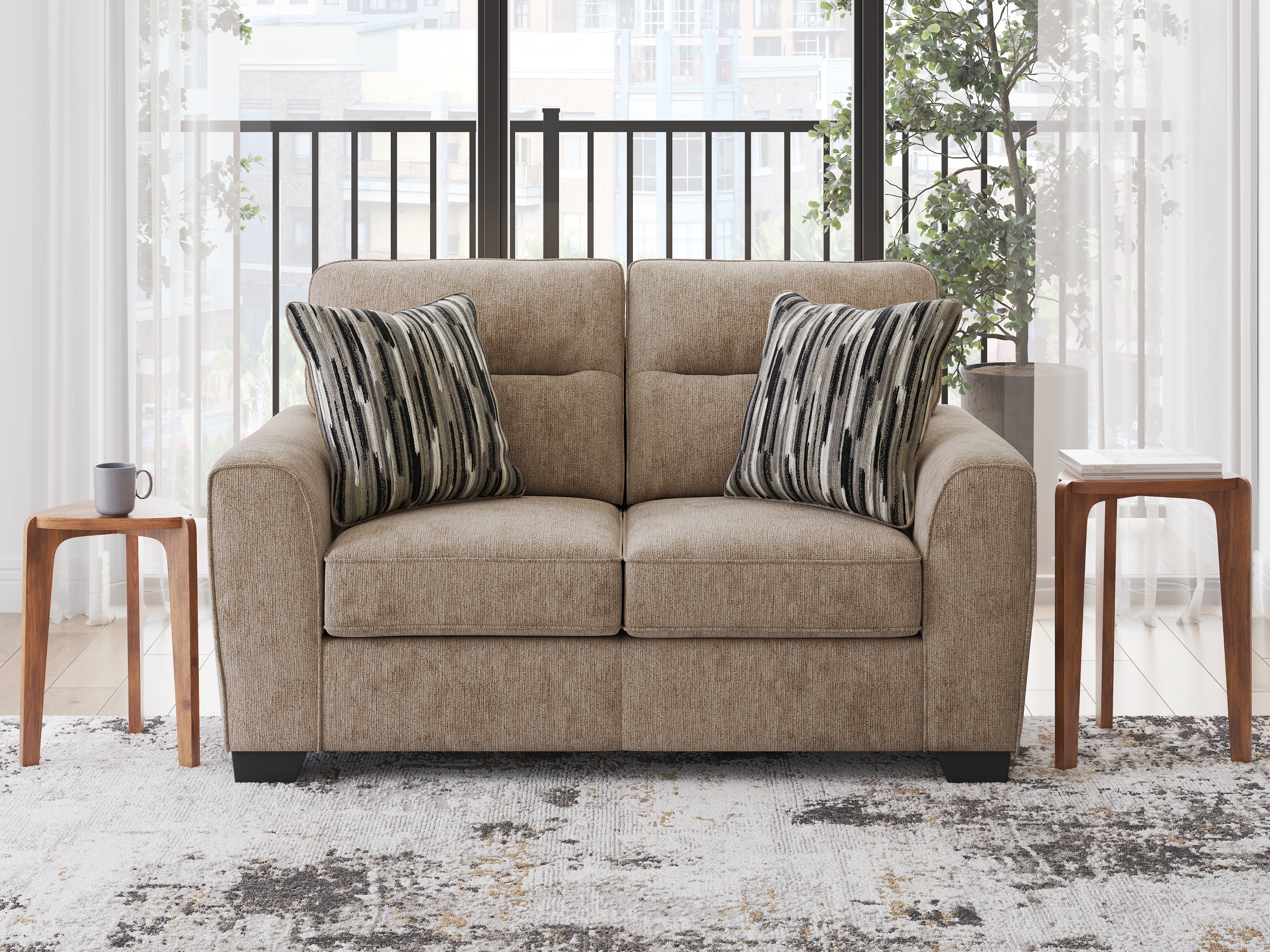 Coral Furniture - Ashley Furniture - Olten Living Room - Loveseat / Mocha - 3130435