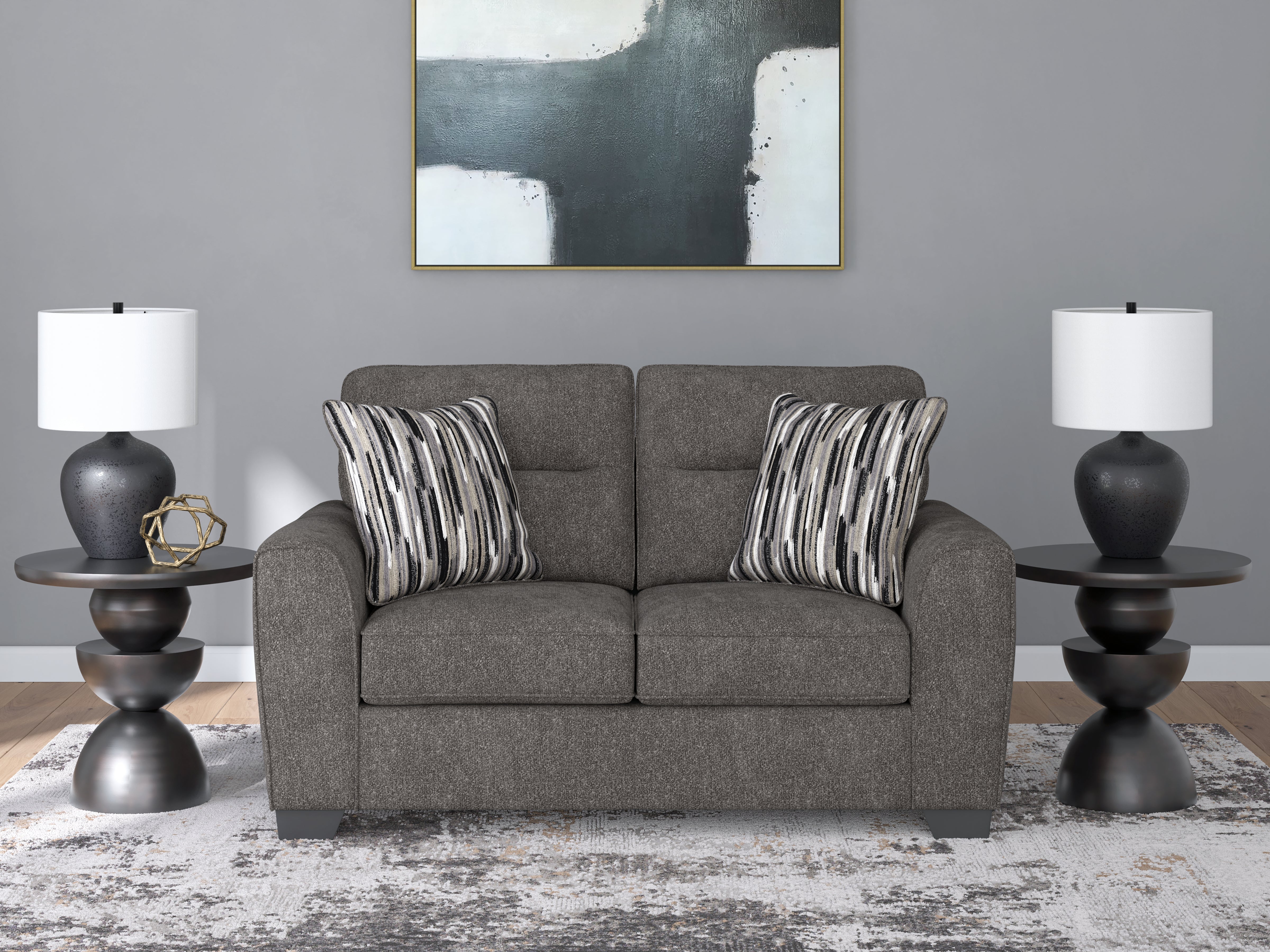 Coral Furniture - Ashley Furniture - Olten Living Room - Loveseat / Graphite - 3130535