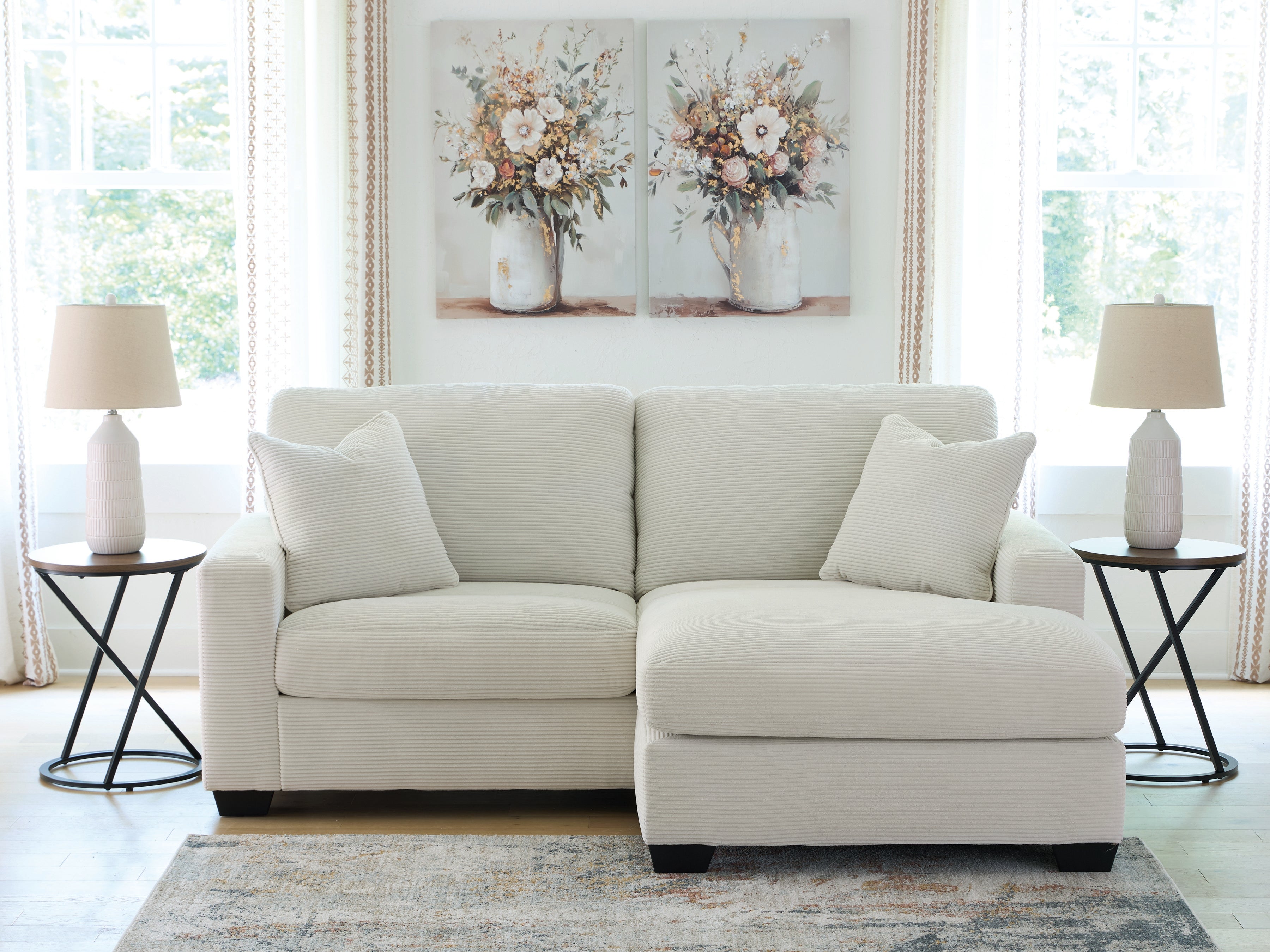 Coral Furniture - Ashley Furniture - Greenbriar Living Room - Sofa Chaise / Ivory - PC3200618