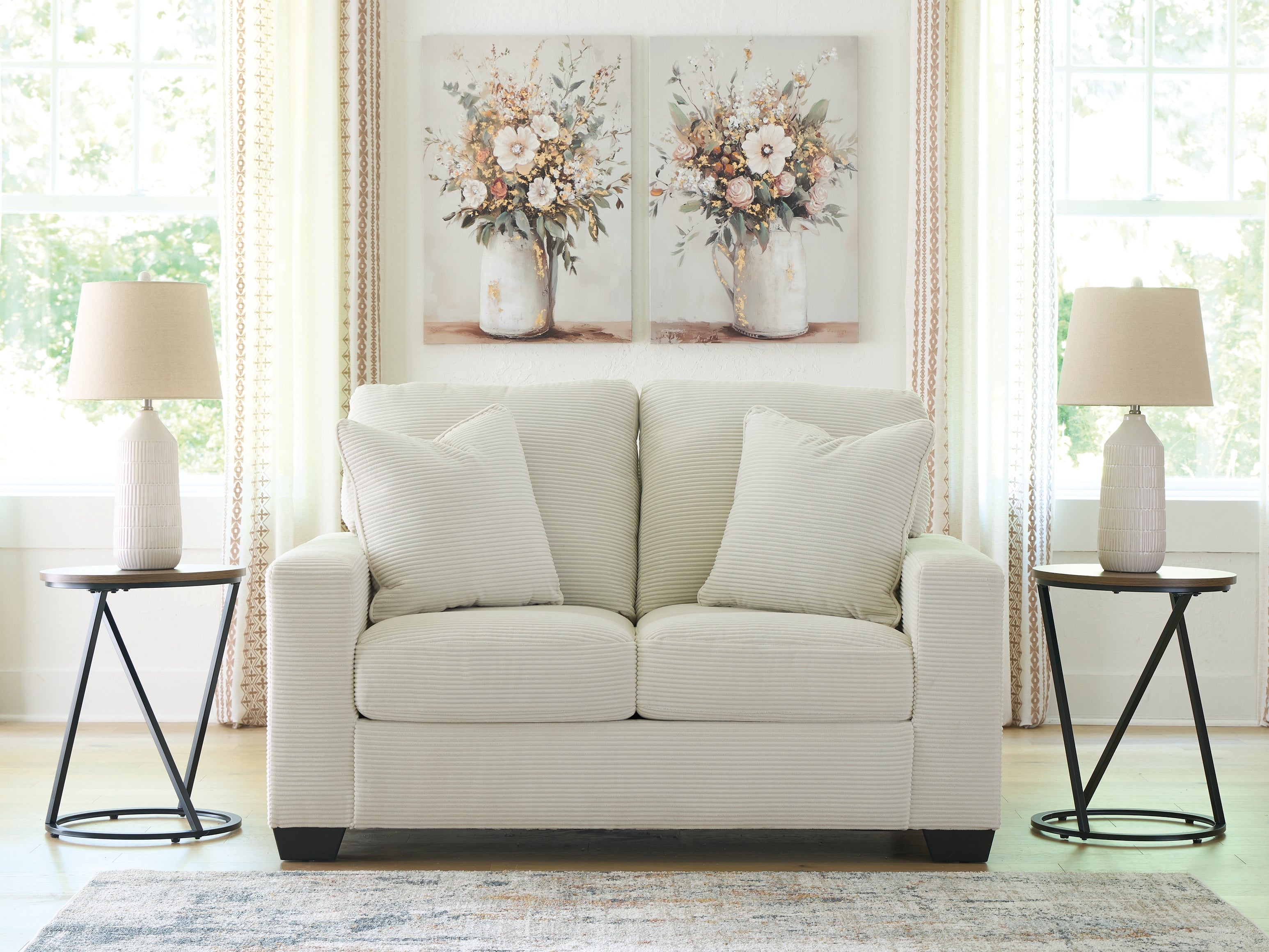 Coral Furniture - Ashley Furniture - Greenbriar Living Room - Loveseat / Ivory - PC3200635