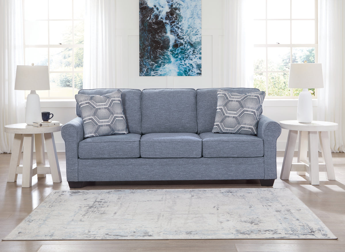 Coral Furniture - Ashley Furniture - Carissa Manor Living Room - Queen Sofa Sleeper / Denim - 3260439