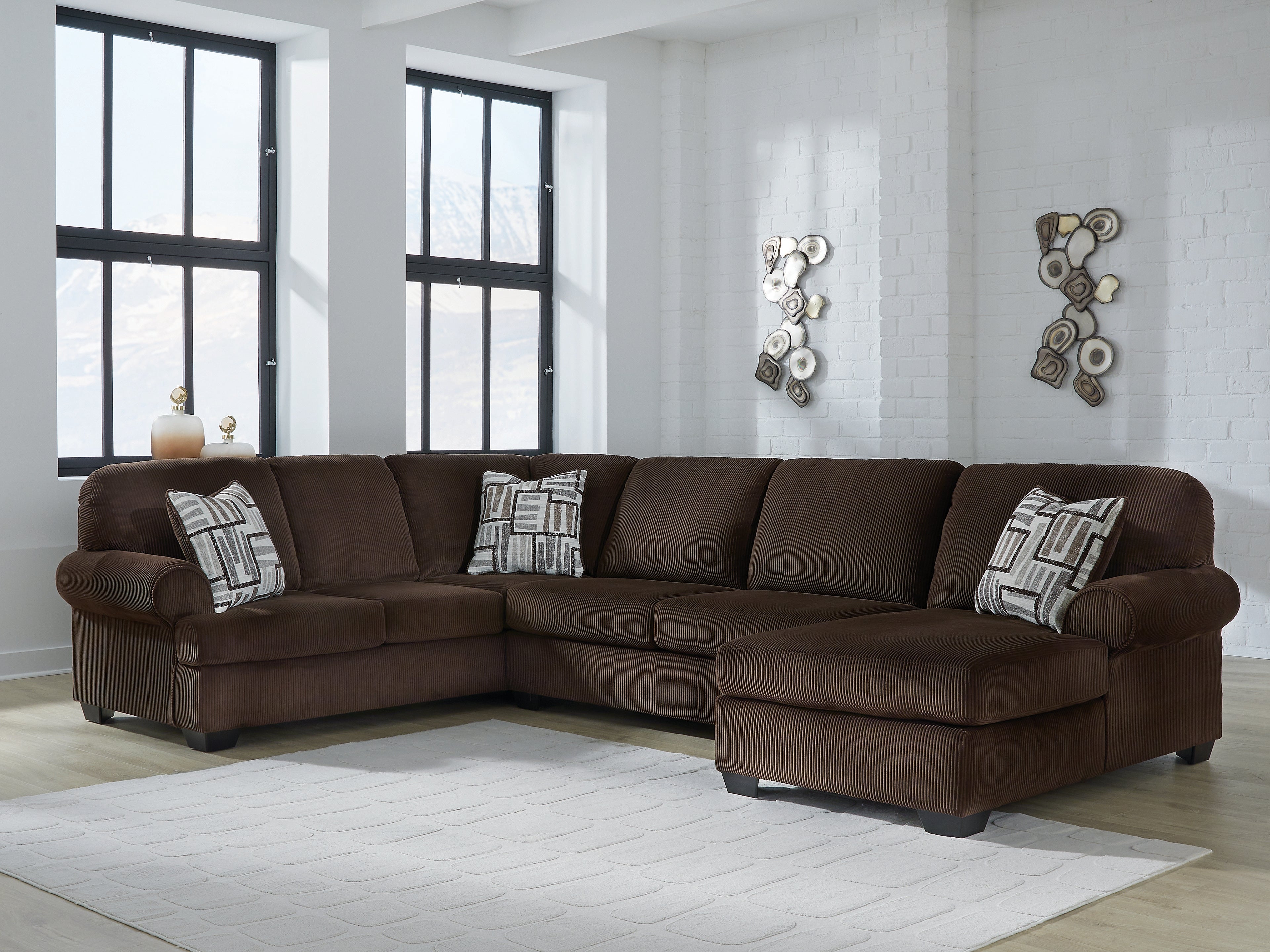 Coral Furniture - Ashley Furniture - Kimlee Sectional - LAF 3-Piece Sectional with Chaise / Chocolate - PC35603S2