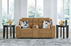 Coral Furniture - Ashley Furniture - Kanlow Living Room - DBL Rec Loveseat w/Console / Honey - 3860594