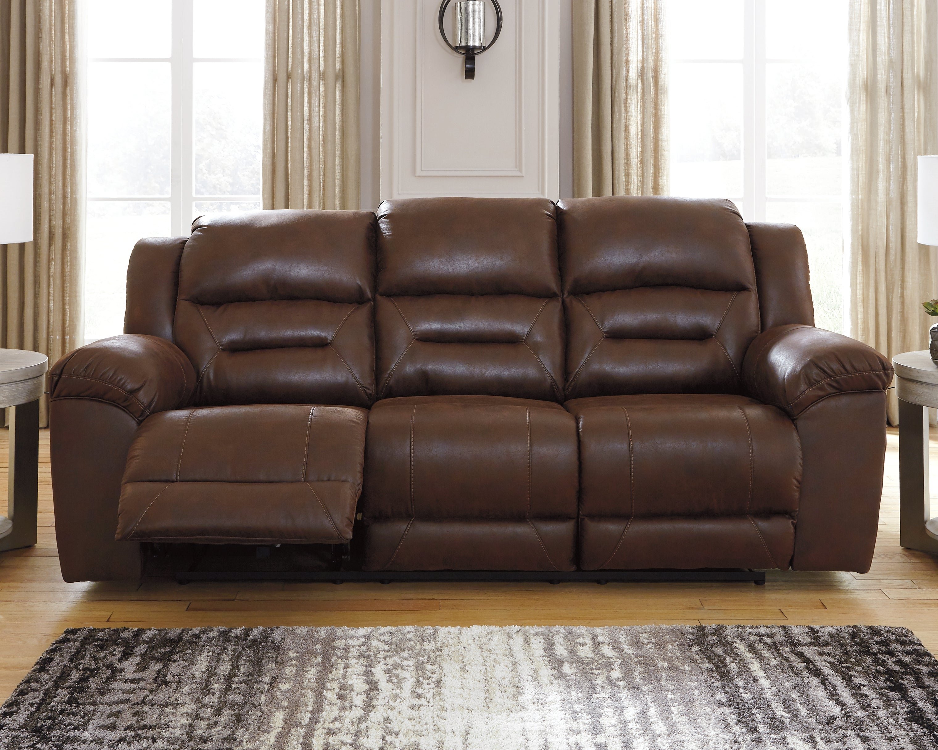 Coral Furniture - Ashley Furniture - Stoneland Living Room - Reclining Power Sofa / Chocolate - 3990487