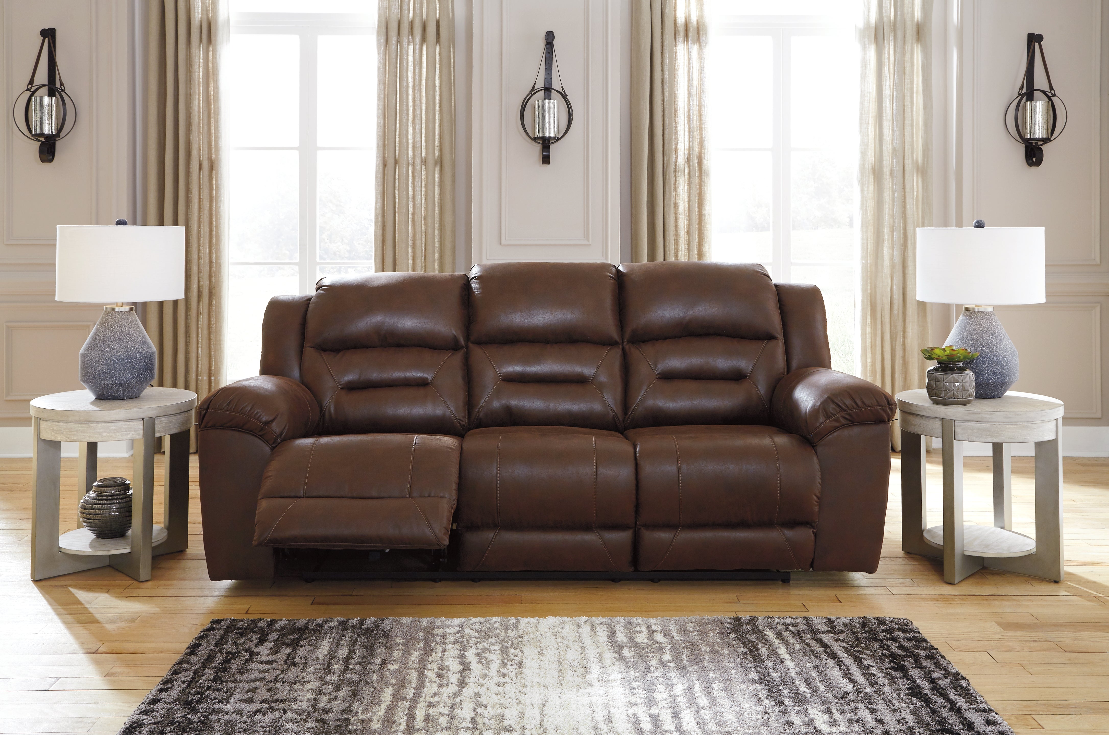 Coral Furniture - Ashley Furniture - Stoneland Living Room - Reclining Sofa / Chocolate - 3990488