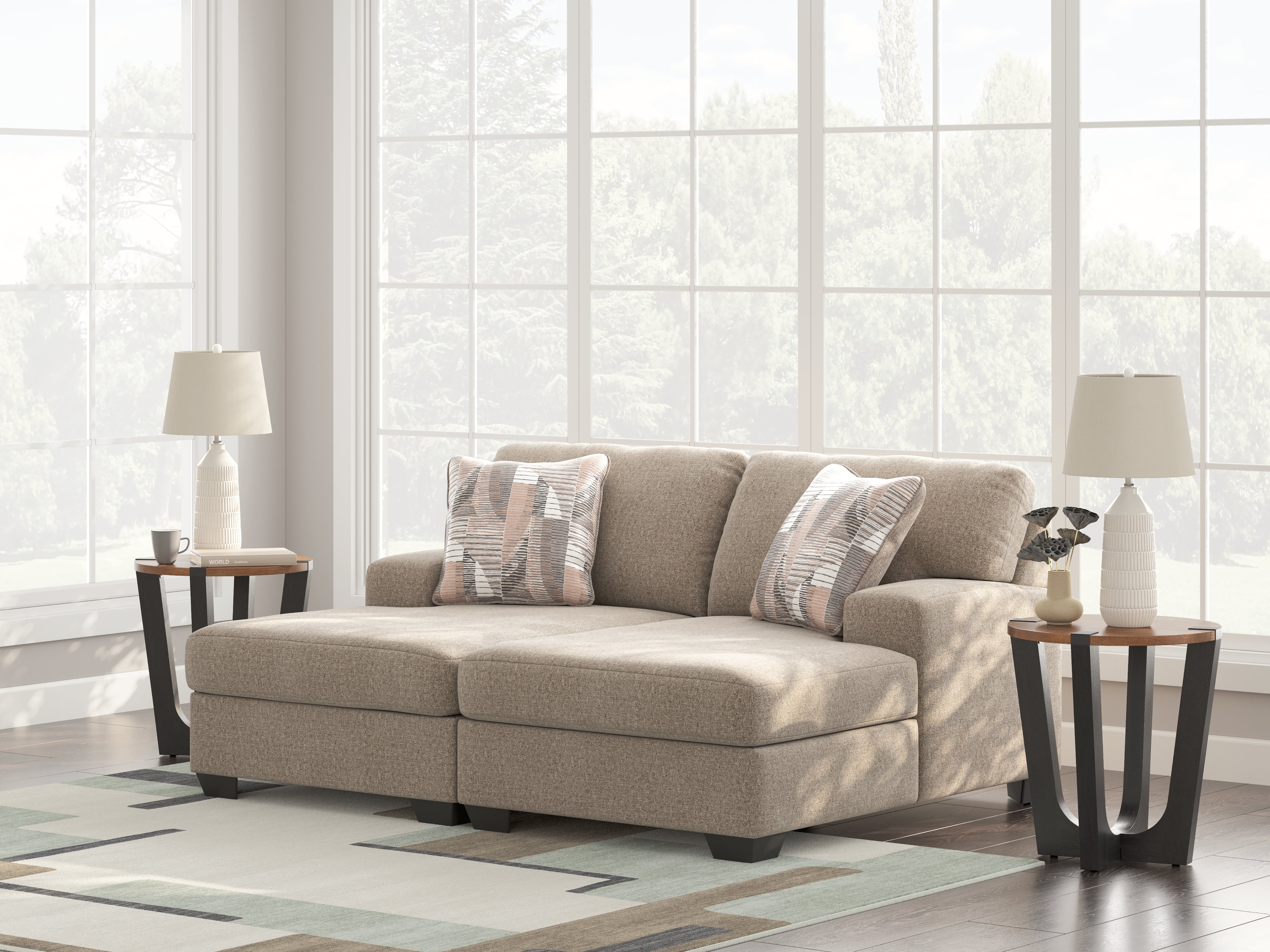 Coral Furniture - Ashley Furniture - Newellen Sectional - RAF 2-Piece Super Chaise / Hemp - 48404S4