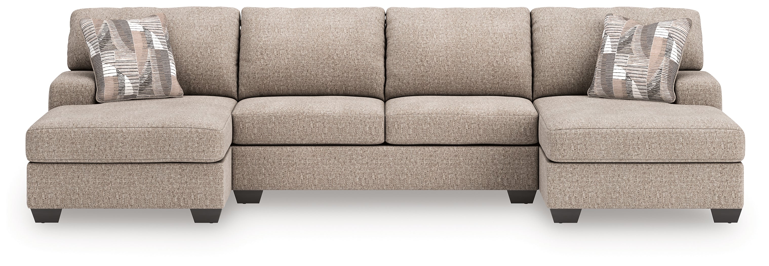 Coral Furniture - Ashley Furniture - Newellen Sectional - RAF 3-Piece Sectional with Double Chaise / Hemp - 48404S3