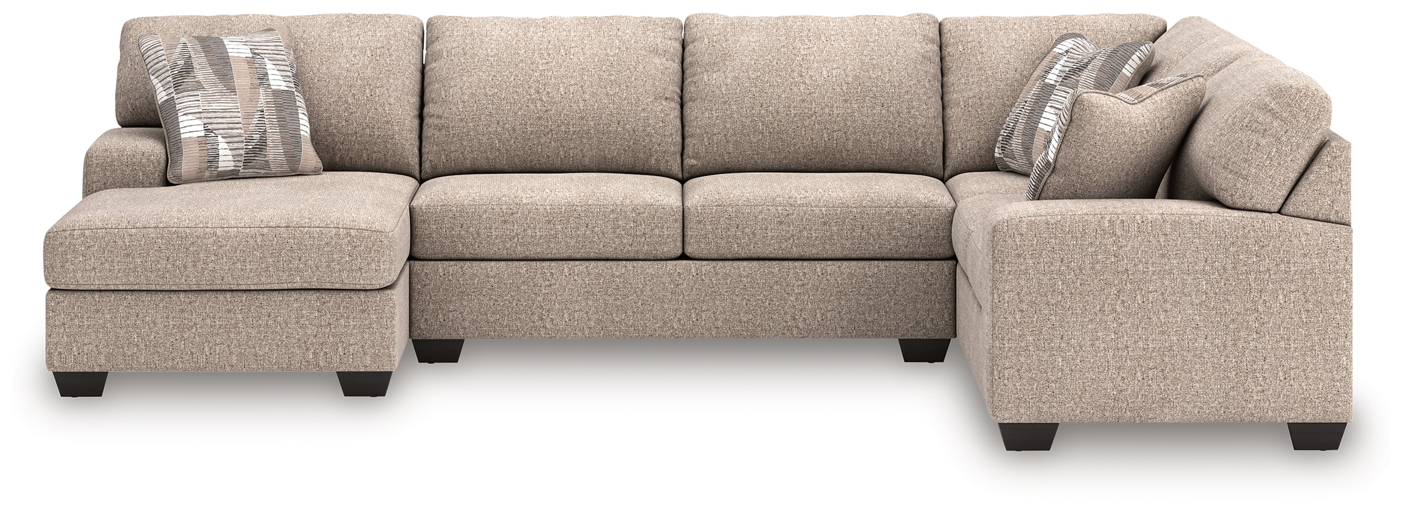 Coral Furniture - Ashley Furniture - Newellen Sectional - RAF 3-Piece Sleeper Sectional with Chaise / Hemp - 48404S5